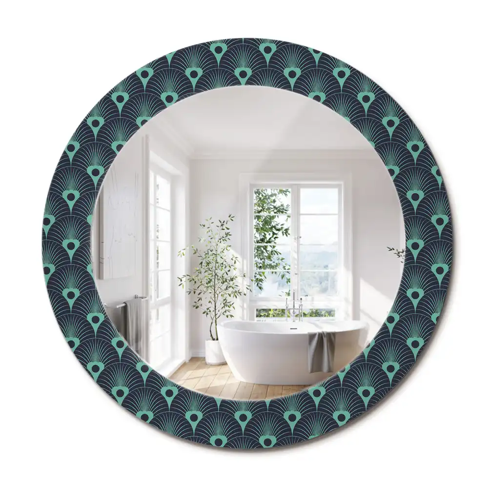 Miroir rond avec décoration motif floral