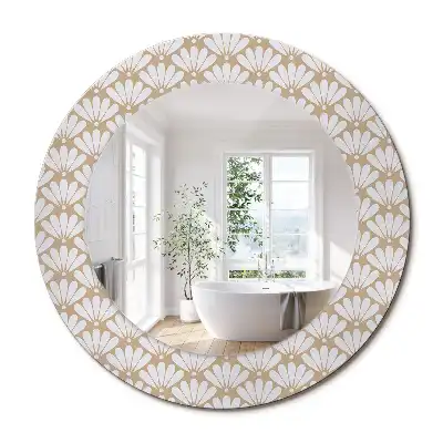 Miroir rond imprimé fleur orientale