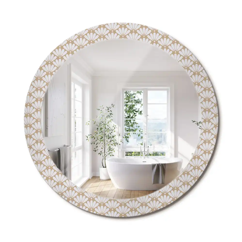 Miroir rond imprimé fleur orientale