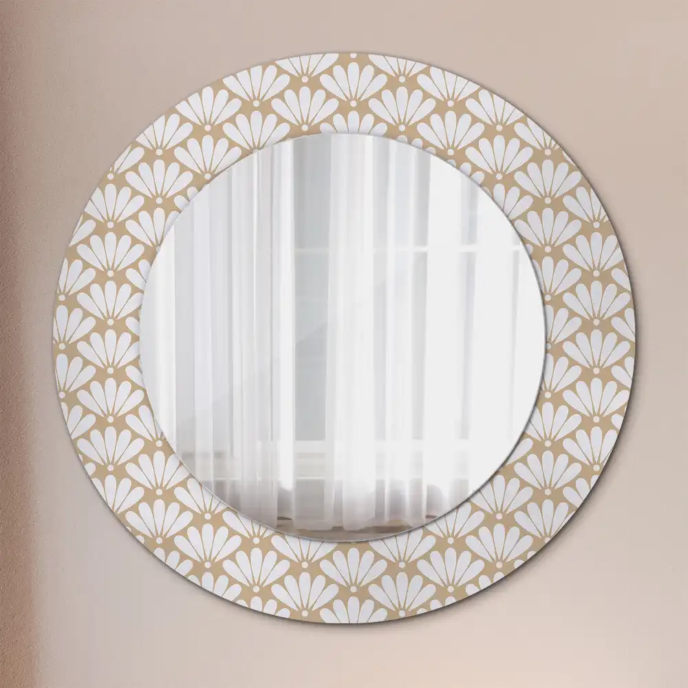 Miroir rond imprimé fleur orientale