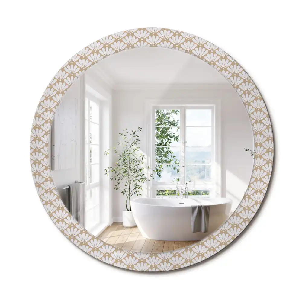 Miroir rond imprimé fleur orientale