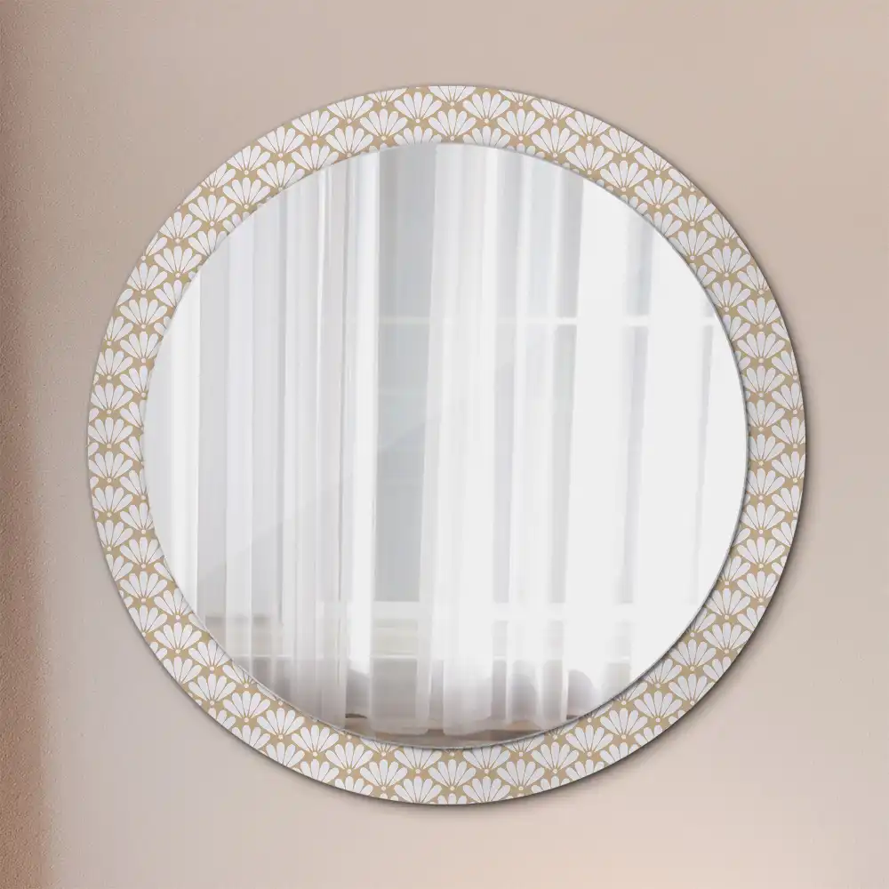 Miroir rond imprimé fleur orientale