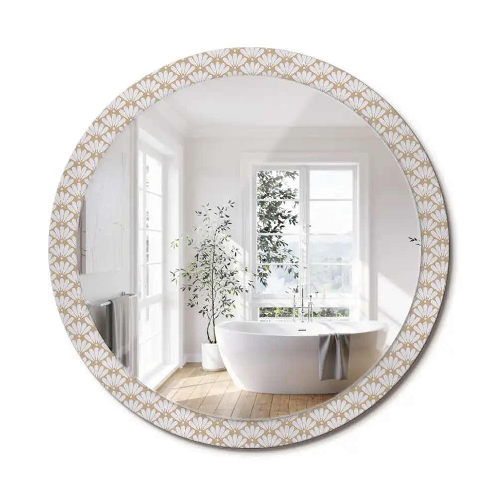 Miroir rond imprimé fleur orientale