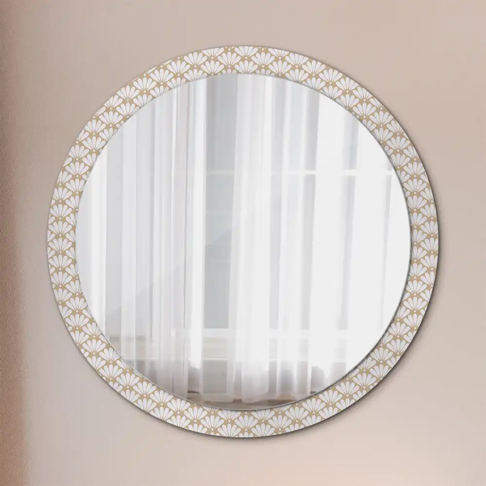 Miroir rond imprimé fleur orientale
