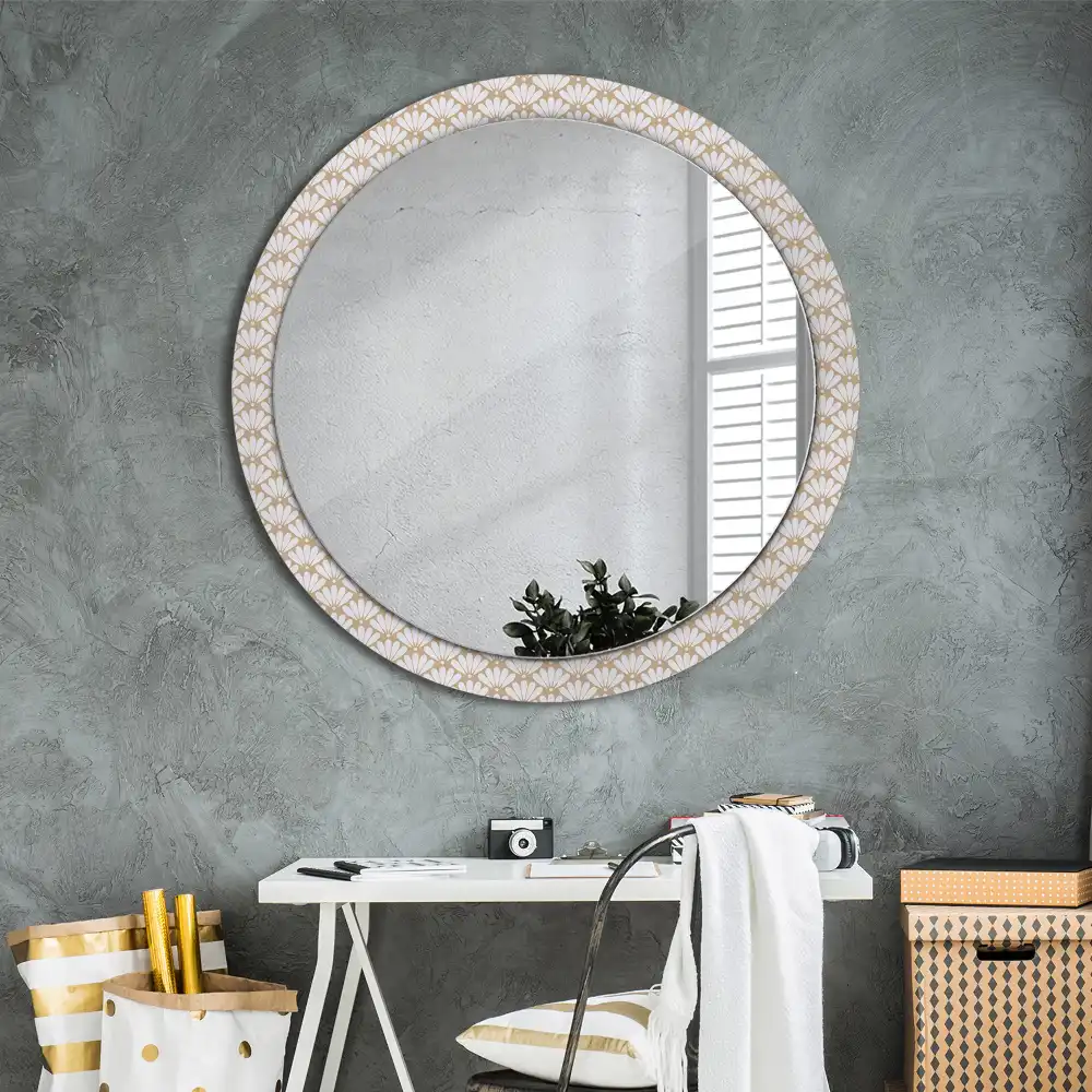 Miroir rond imprimé fleur orientale