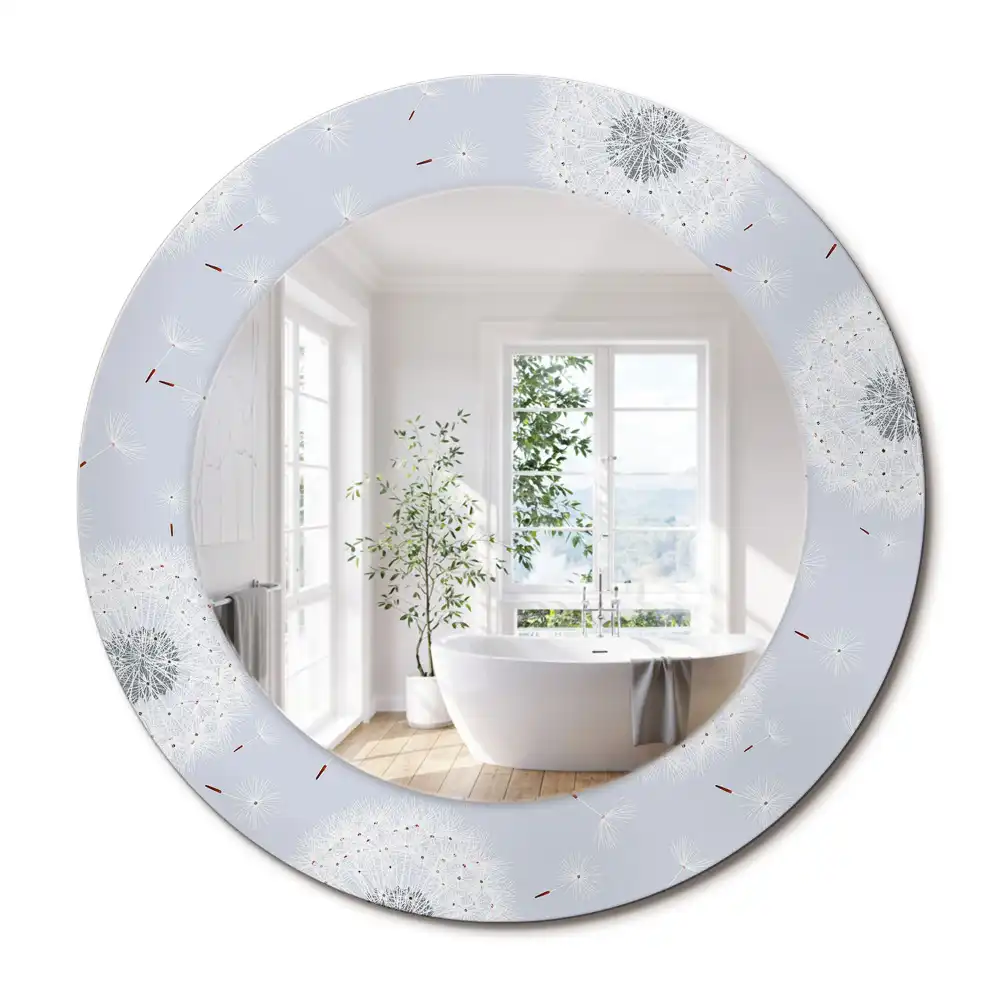 Miroir rond cadre imprimé pissenlits