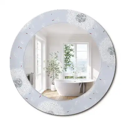 Miroir rond cadre imprimé pissenlits