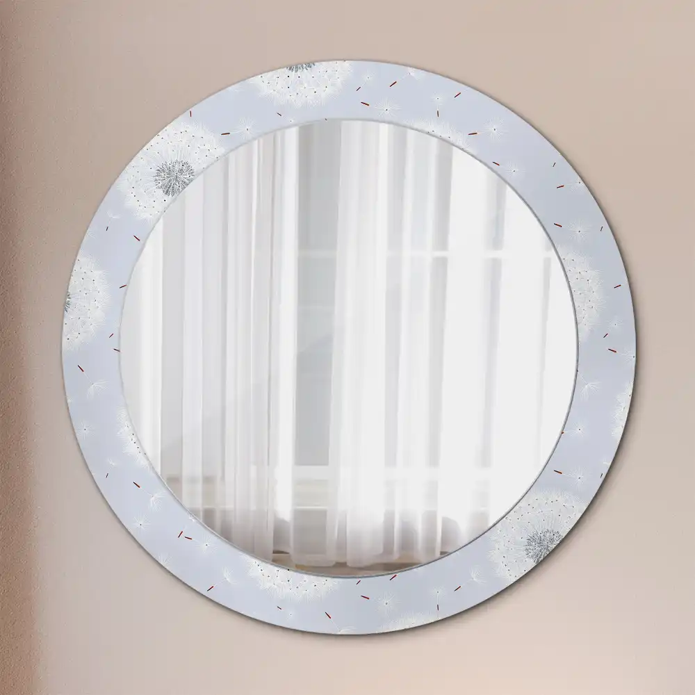Miroir rond cadre imprimé pissenlits