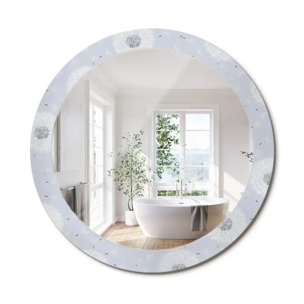 Miroir rond cadre imprimé pissenlits