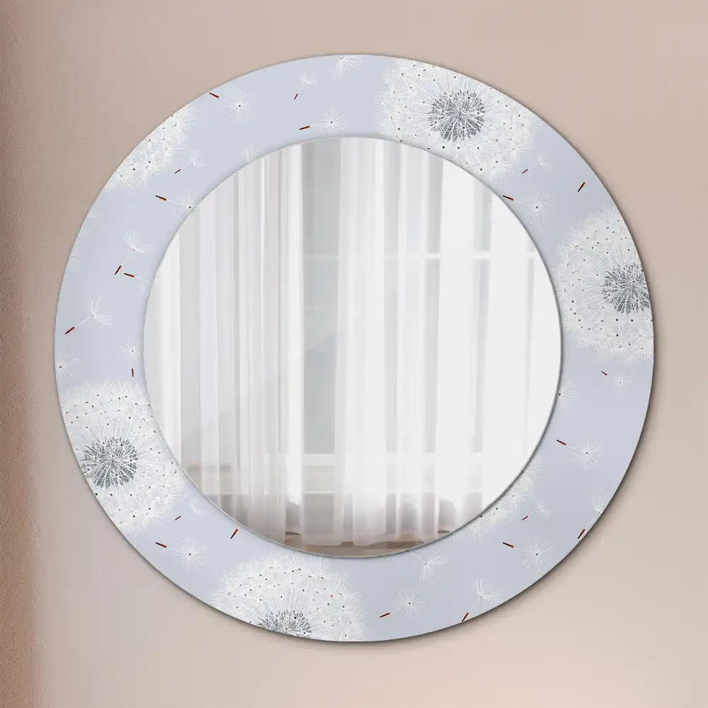 Miroir rond cadre imprimé pissenlits