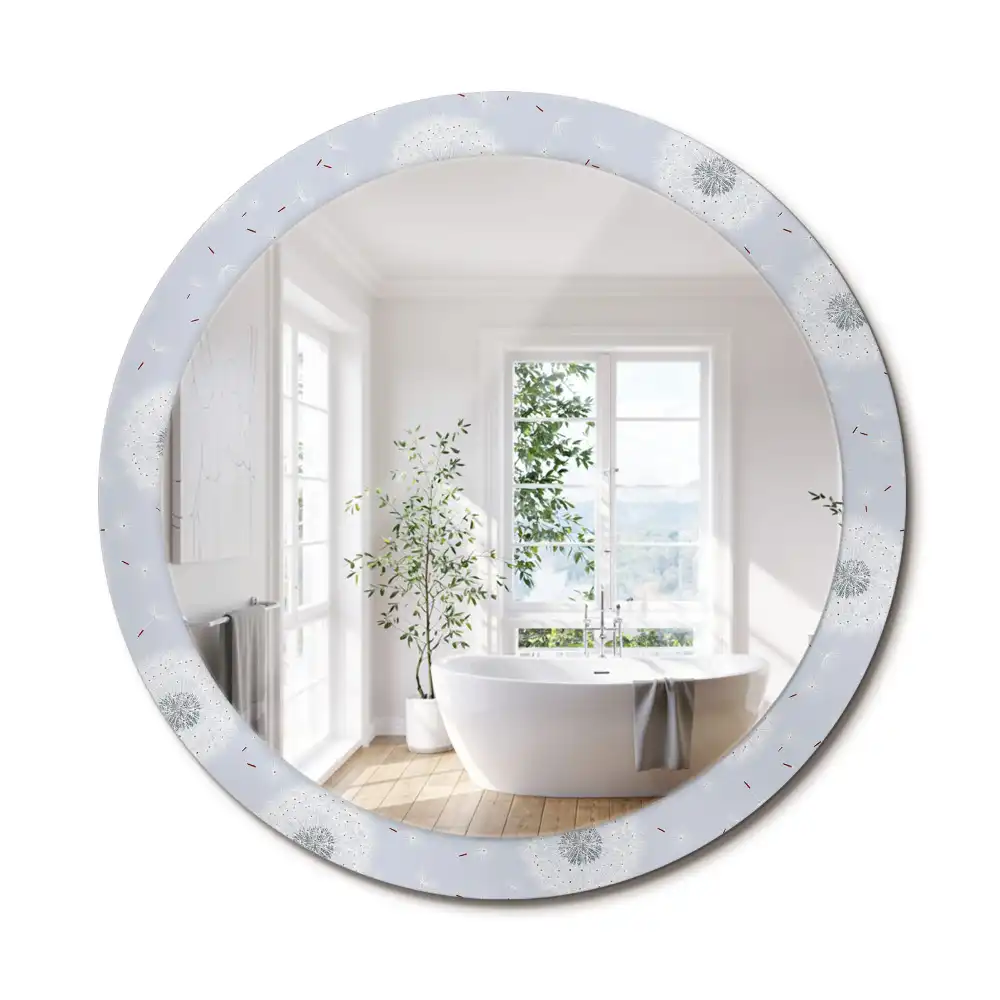 Miroir rond cadre imprimé pissenlits