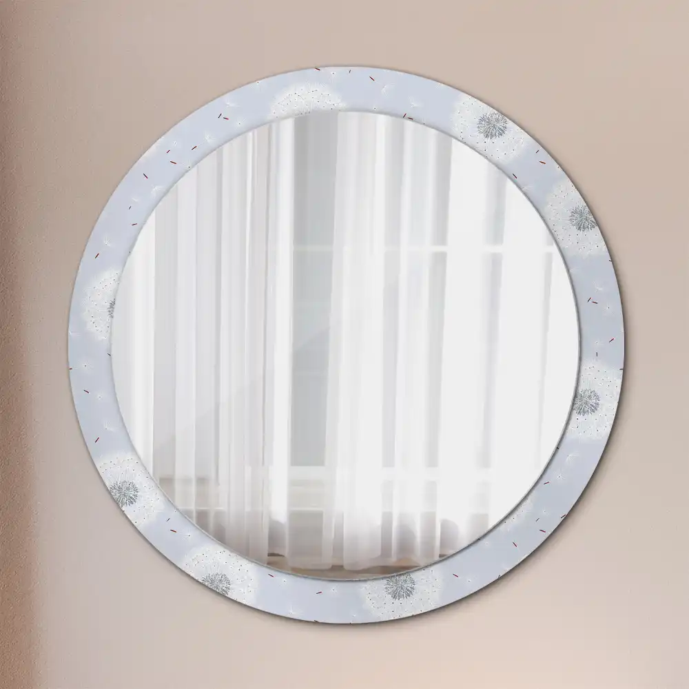 Miroir rond cadre imprimé pissenlits