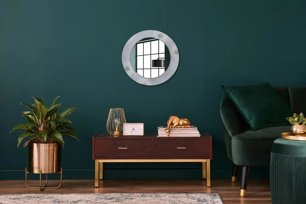 Miroir rond cadre imprimé pissenlits