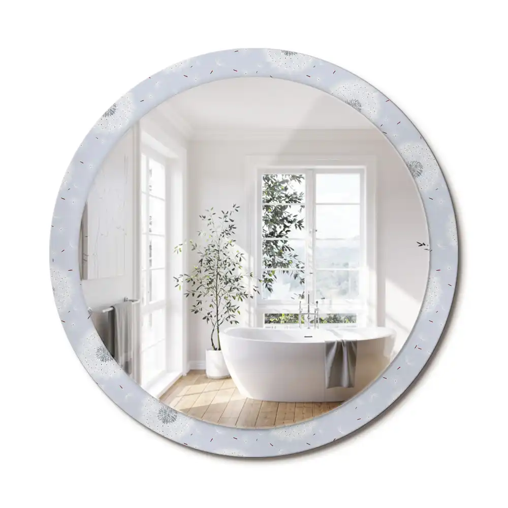 Miroir rond cadre imprimé pissenlits