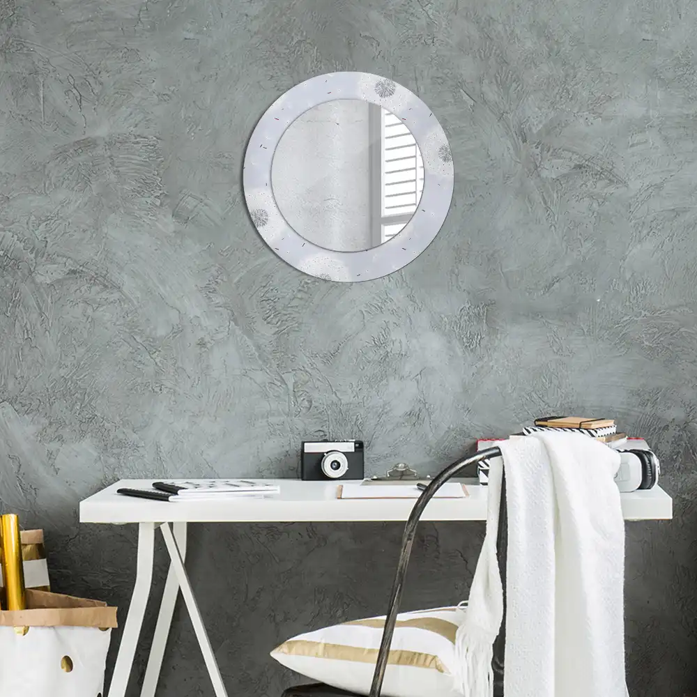 Miroir rond cadre imprimé pissenlits