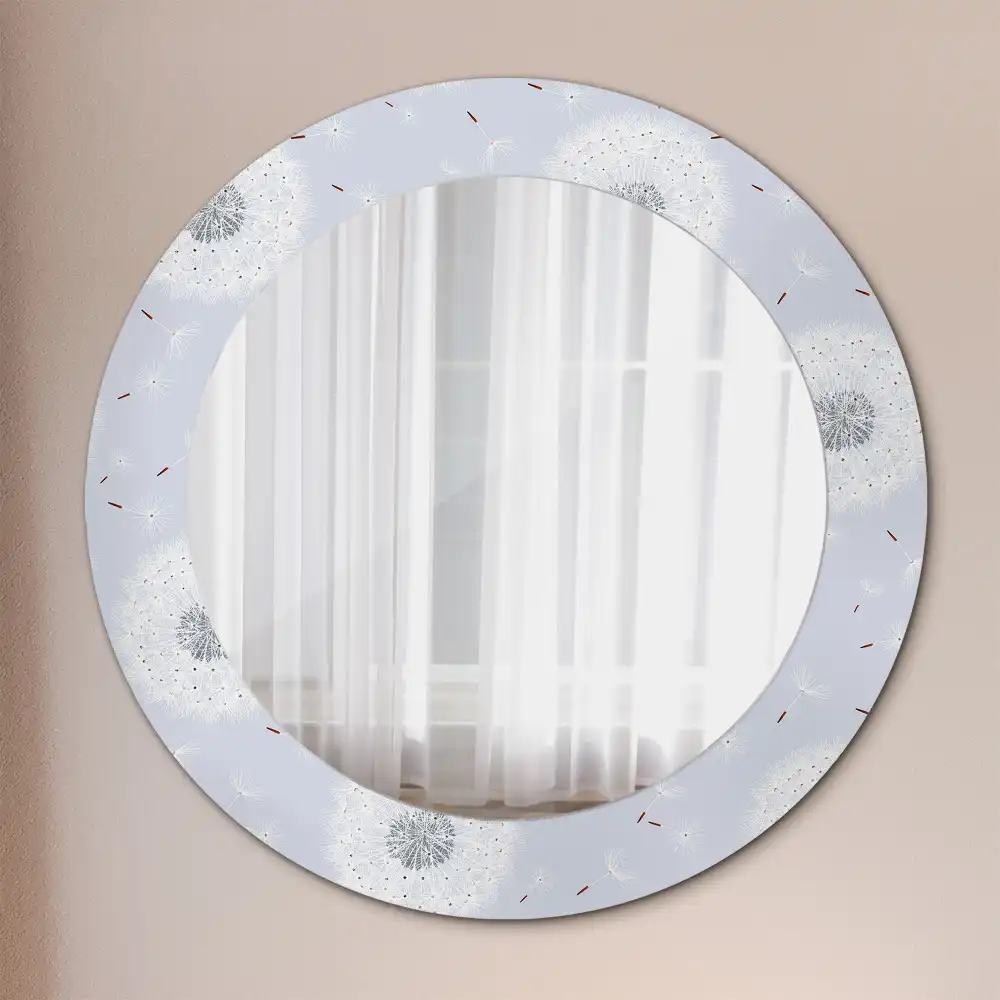 Miroir rond cadre imprimé pissenlits
