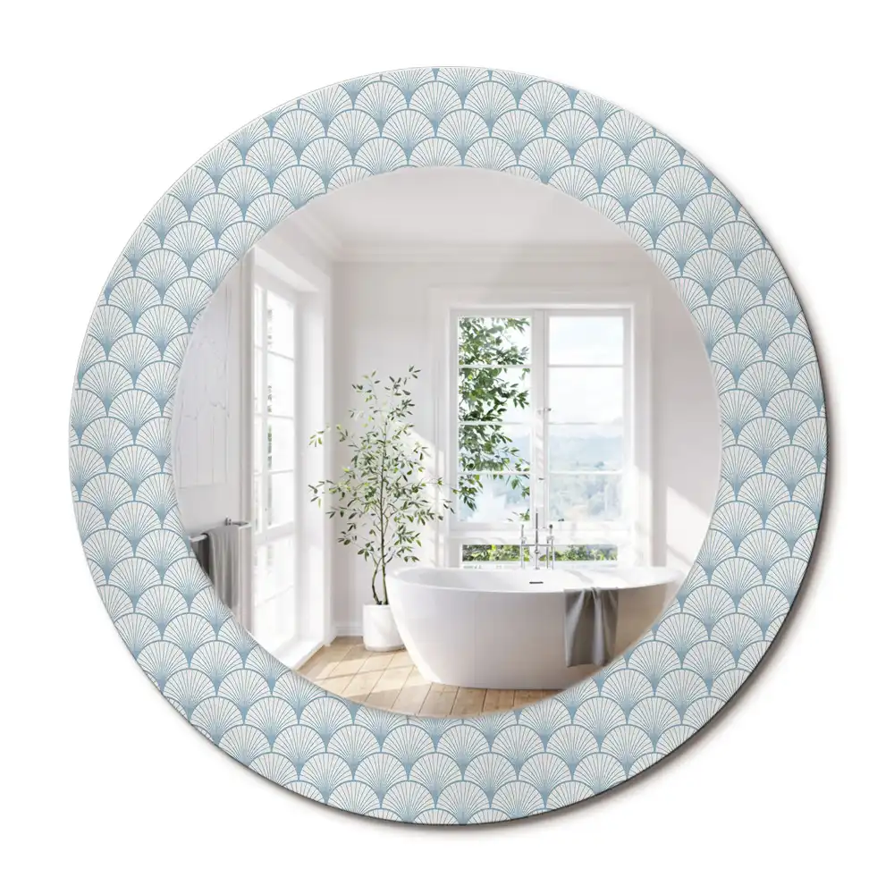 Miroir rond avec décoration motif rétro vintage