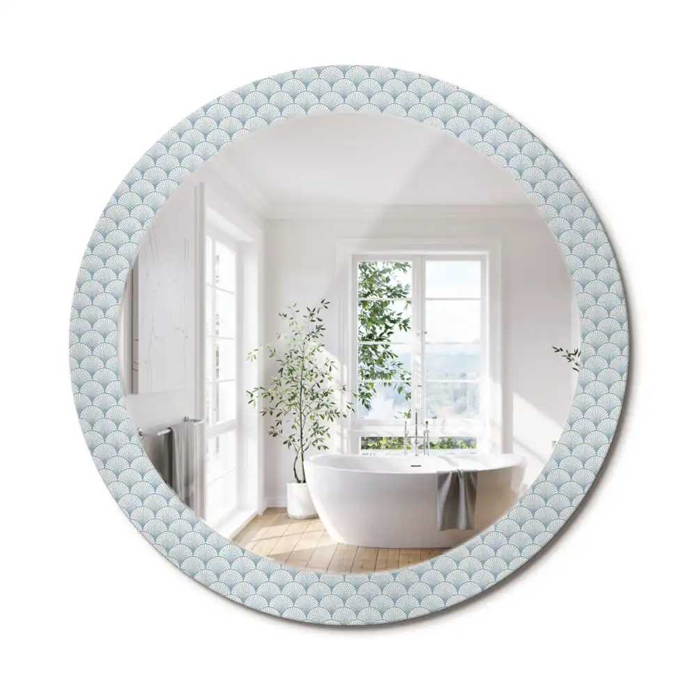 Miroir rond avec décoration motif rétro vintage