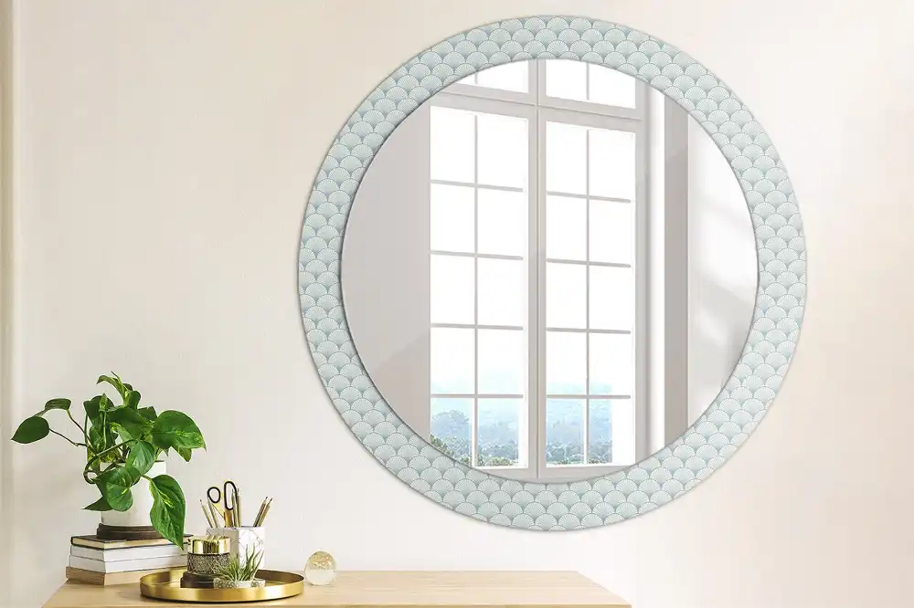 Miroir rond avec décoration motif rétro vintage