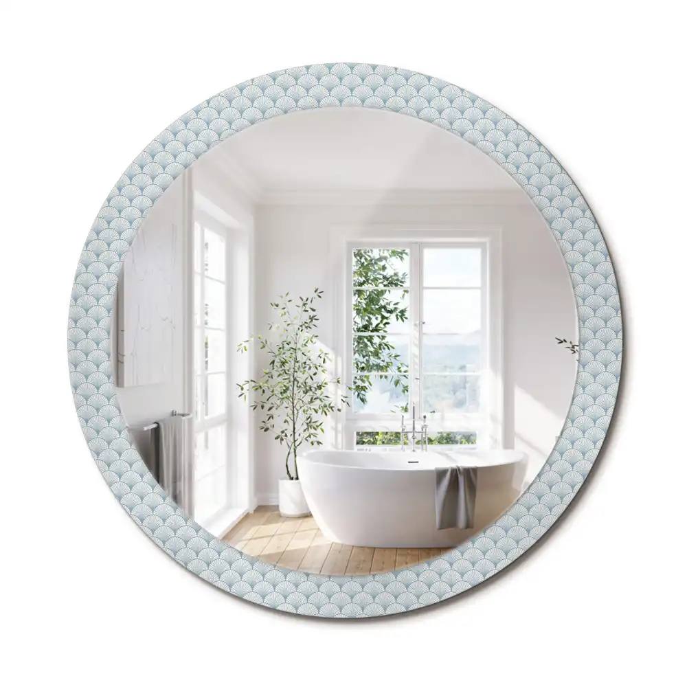 Miroir rond avec décoration motif rétro vintage