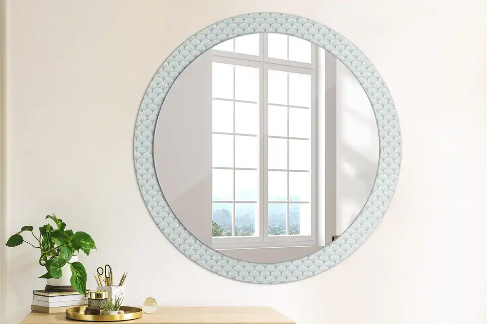 Miroir rond avec décoration motif rétro vintage