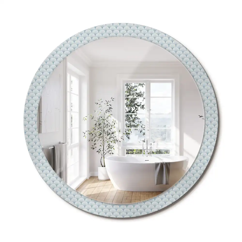 Miroir rond avec décoration motif rétro vintage