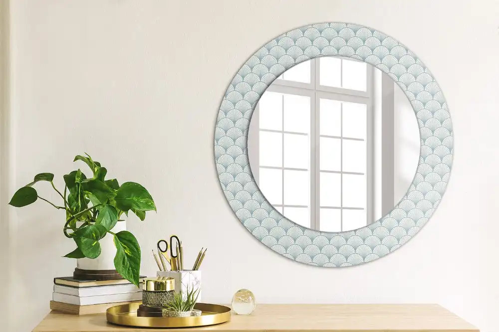 Miroir rond avec décoration motif rétro vintage