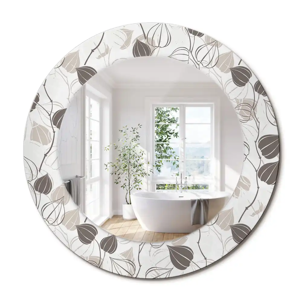 Miroir rond imprimé abstrait floral
