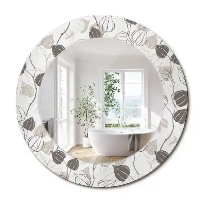 Miroir rond imprimé abstrait floral