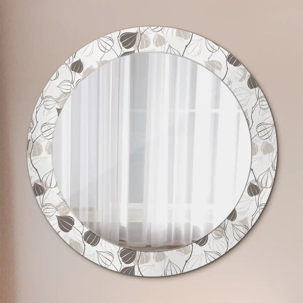 Miroir rond imprimé abstrait floral