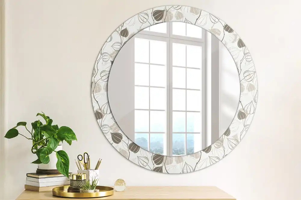 Miroir rond imprimé abstrait floral