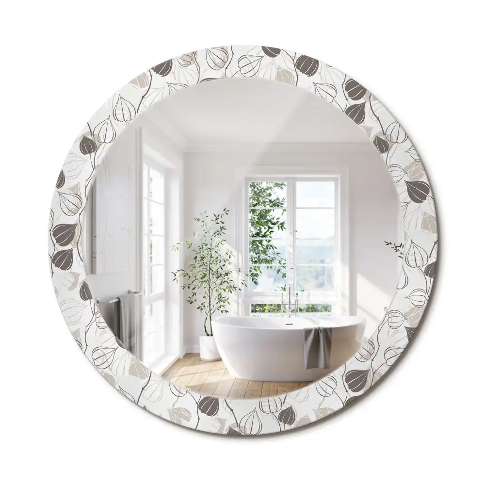 Miroir rond imprimé abstrait floral