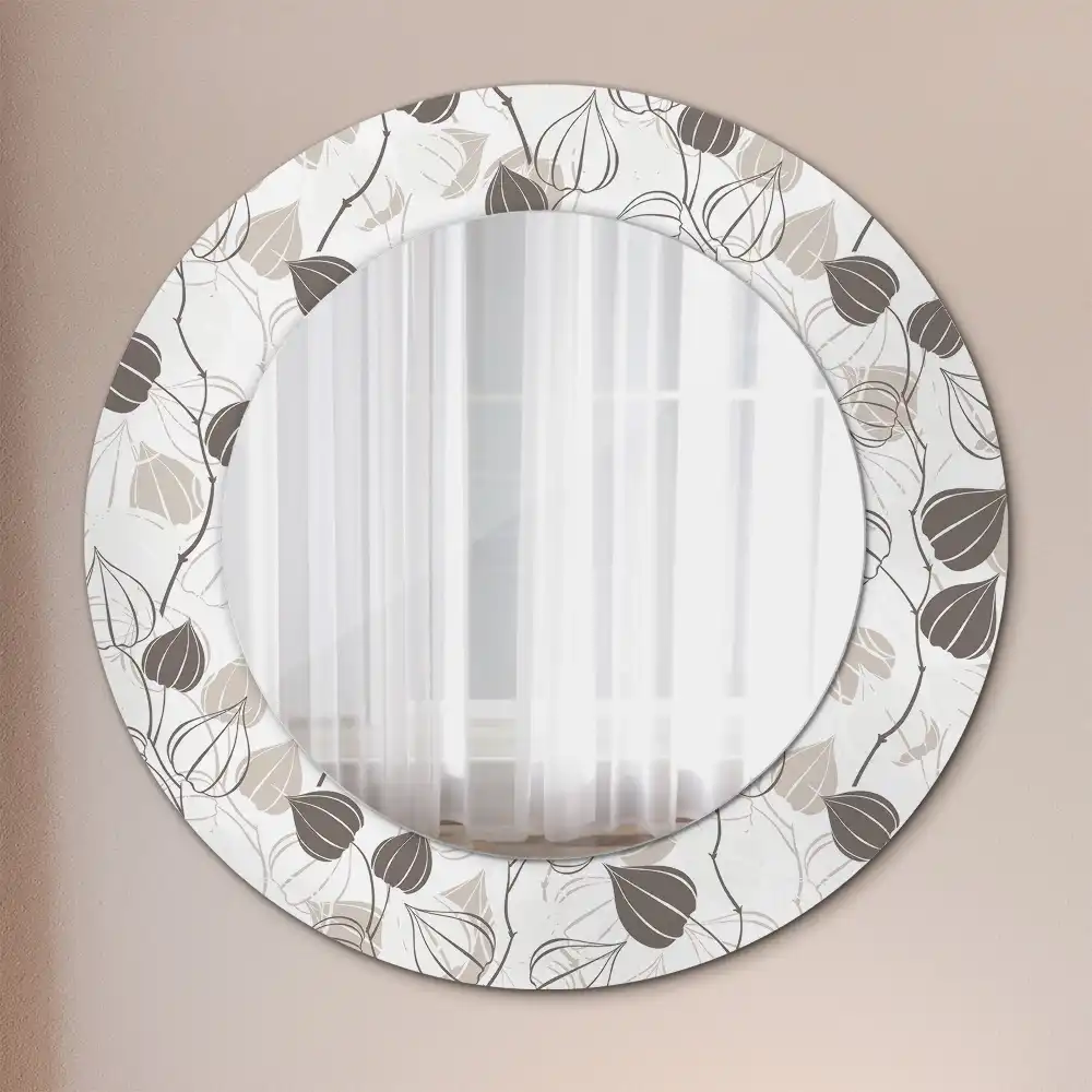 Miroir rond imprimé abstrait floral