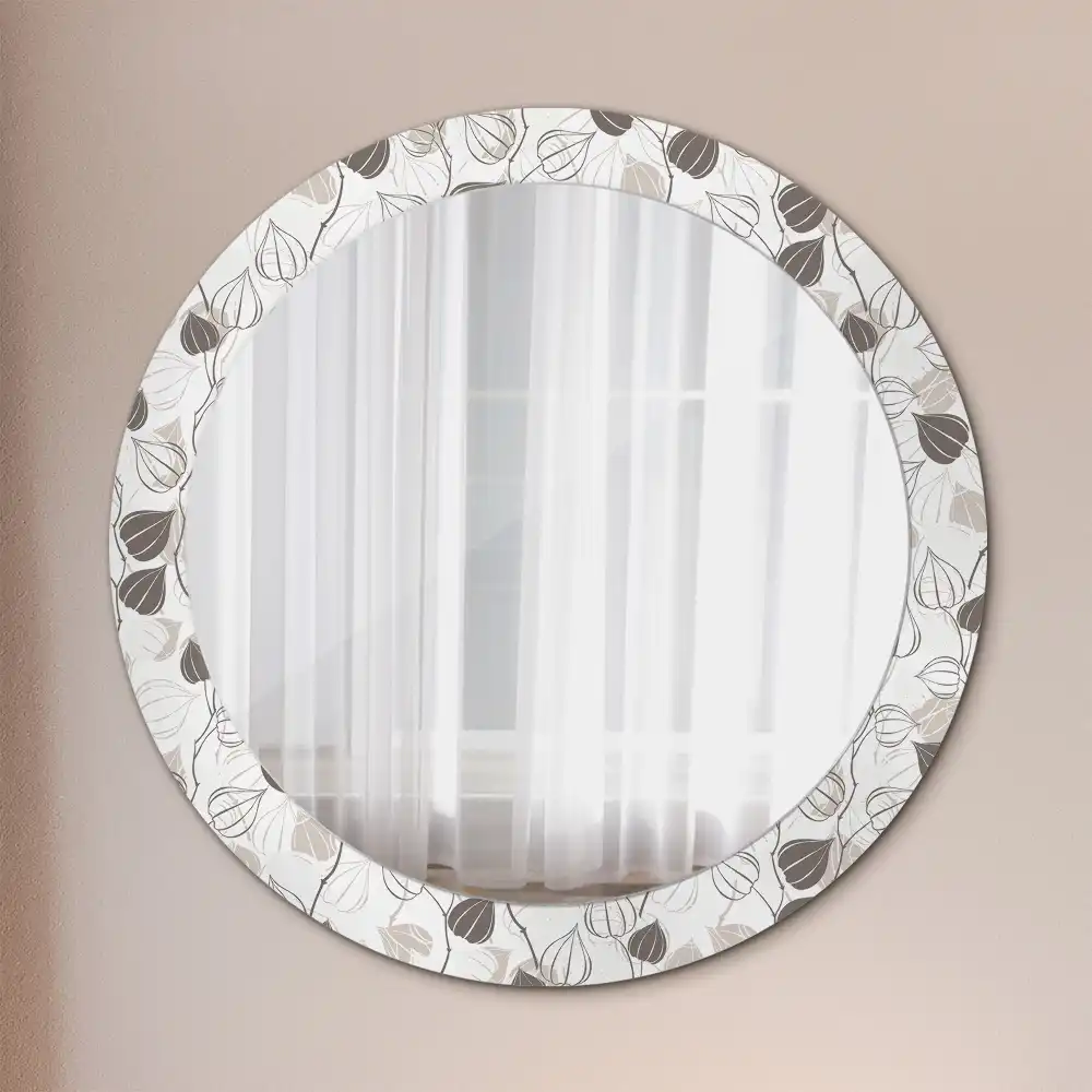 Miroir rond imprimé abstrait floral