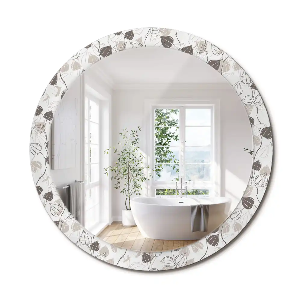 Miroir rond imprimé abstrait floral