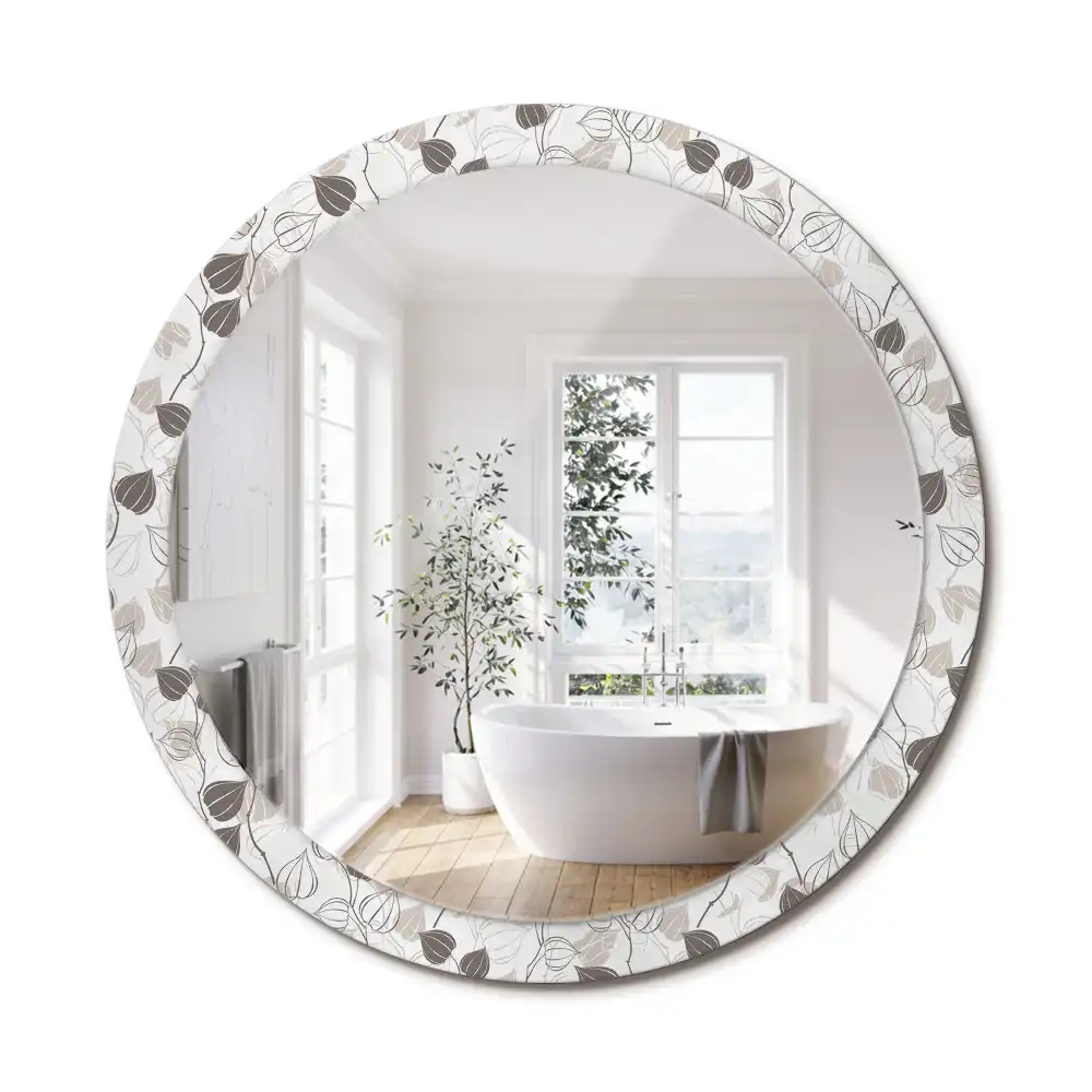 Miroir rond imprimé abstrait floral