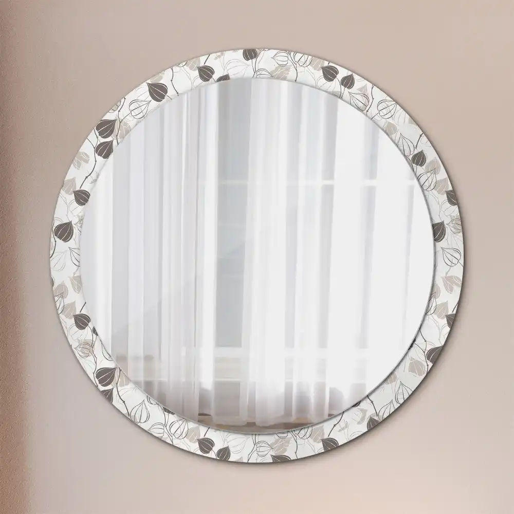 Miroir rond imprimé abstrait floral