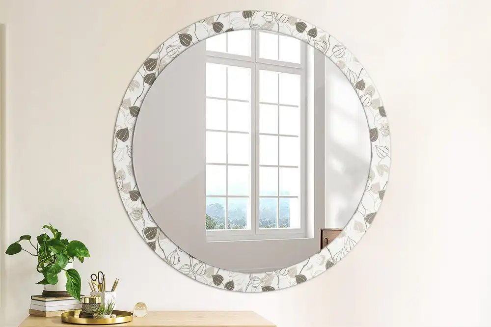Miroir rond imprimé abstrait floral