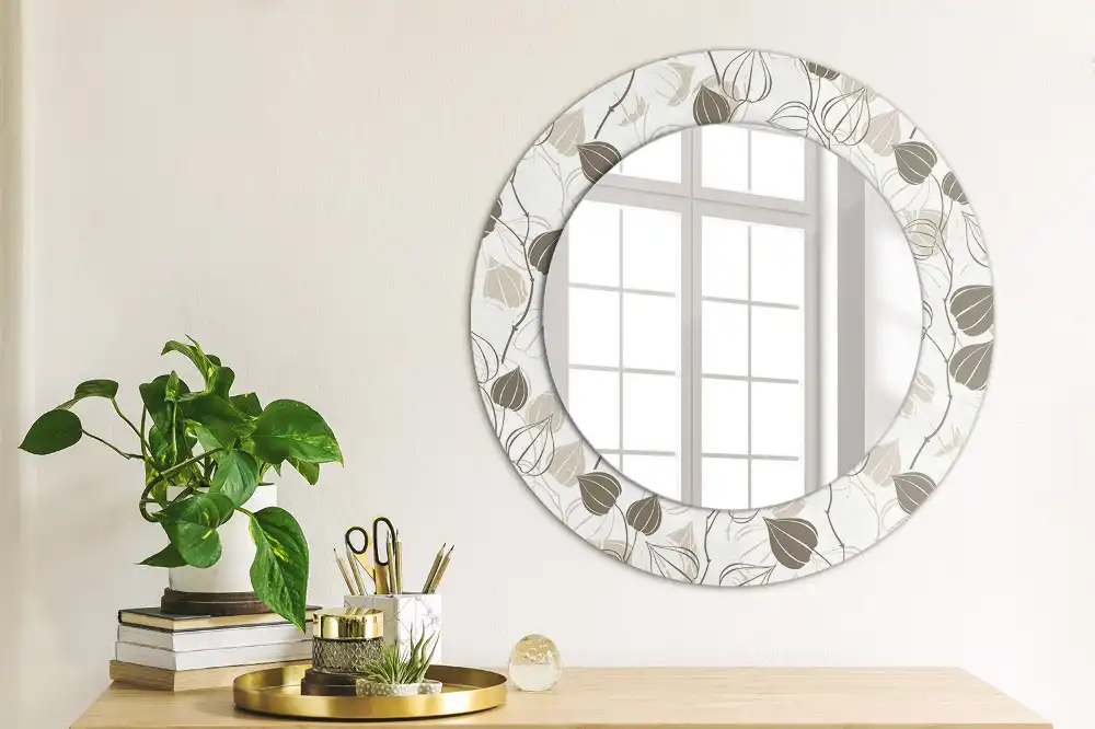 Miroir rond imprimé abstrait floral
