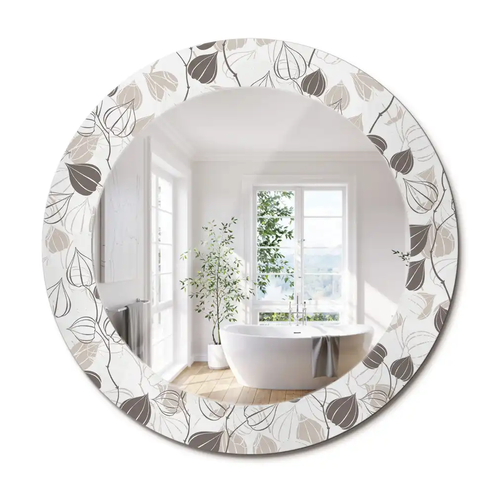 Miroir rond imprimé abstrait floral