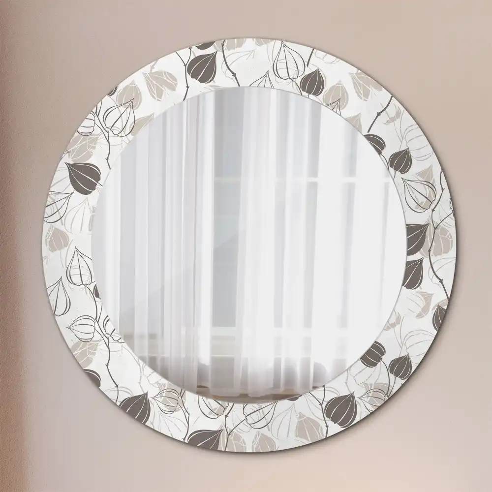 Miroir rond imprimé abstrait floral