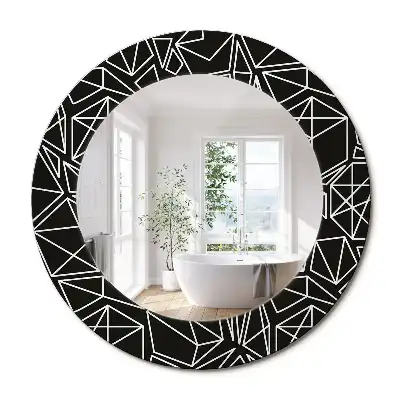 Miroir rond cadre imprimé motif géométrique