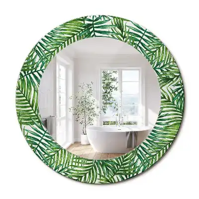 Miroir rond cadre imprimé palmier tropical