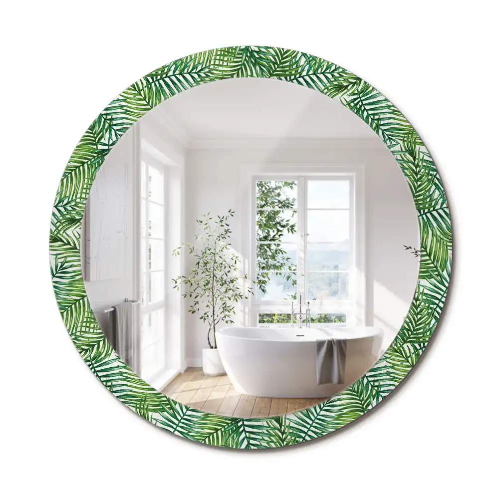 Miroir rond cadre imprimé palmier tropical