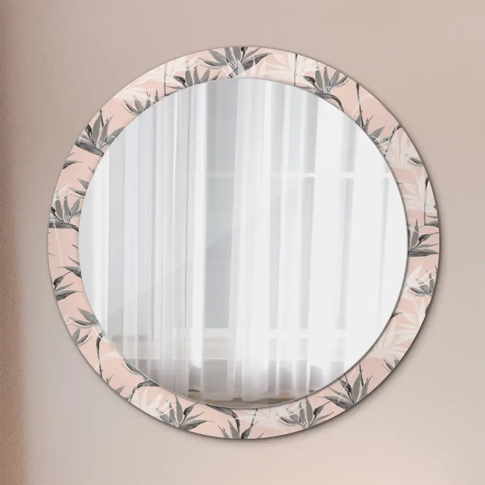 Miroir rond avec décoration fleur de strelitzia