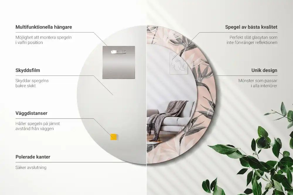 Miroir rond avec décoration fleur de strelitzia