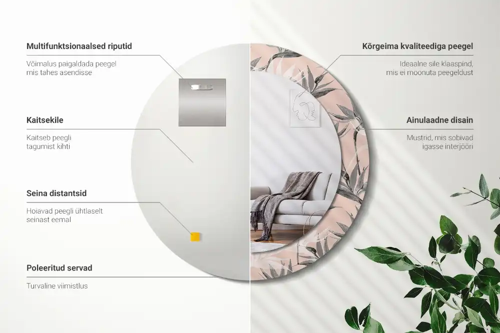 Miroir rond avec décoration fleur de strelitzia