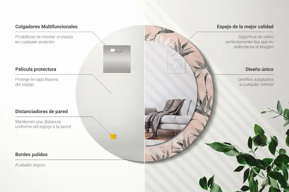 Miroir rond avec décoration fleur de strelitzia