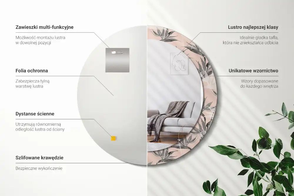 Miroir rond avec décoration fleur de strelitzia