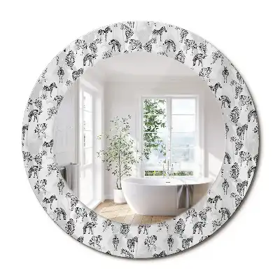 Miroir rond cadre avec impression tigre tropical